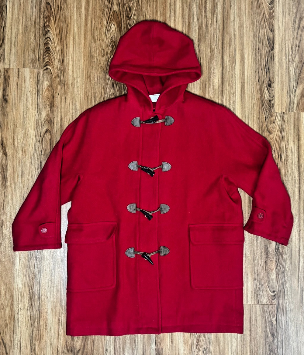 Talbots Toggle Closure Hooded Wool Winter Peacoat Coat Red - Womens 14